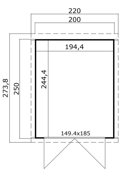 Förråd Kibo 250 x 200 cm 4,75 m² Lasita Maja